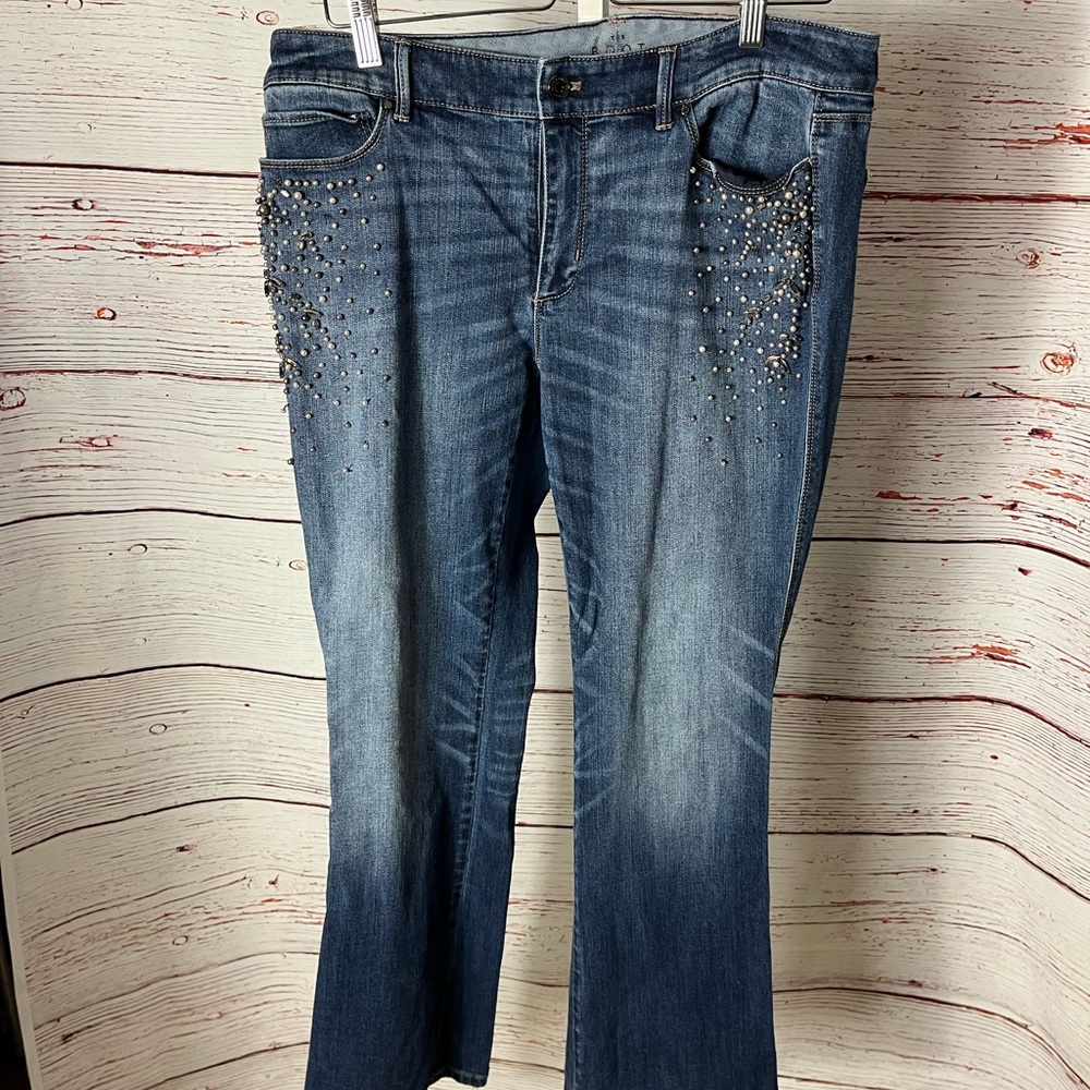 White House Black Market Boot Sequin Jeans